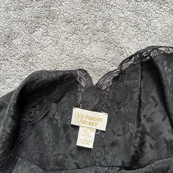 Vintage Victoria Secret black lace slip dress floral jacquard - Picture 5 of 8